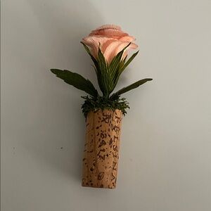 **FINAL PRICE** Pink Paper Flower Cork Magnet